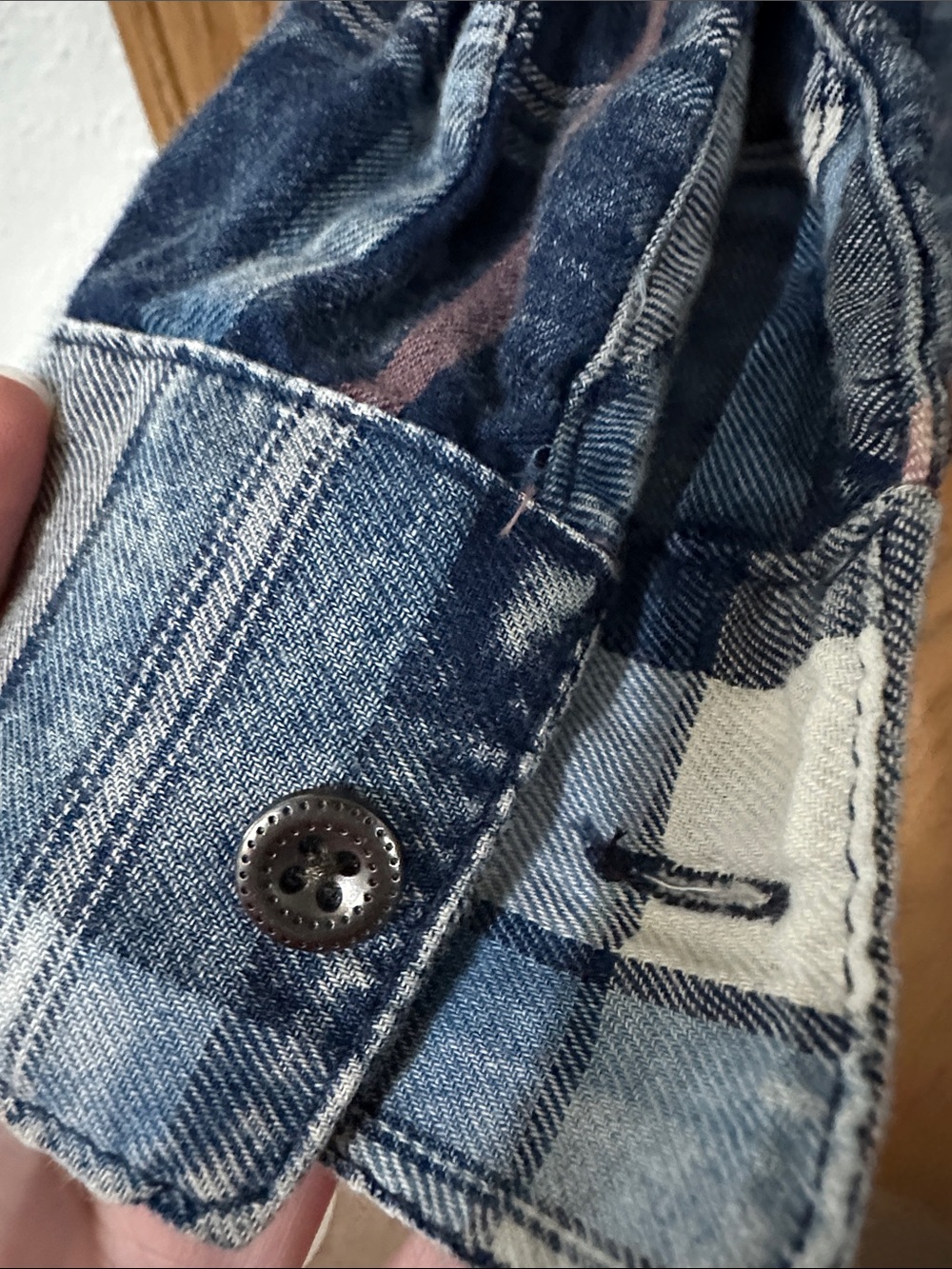 Maurices Blue Plaid Button Cuff Shirt - Picture 2 of 7
